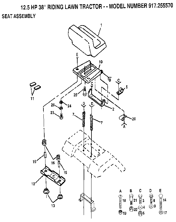 Craftsman 917255570 seat assembly diagram