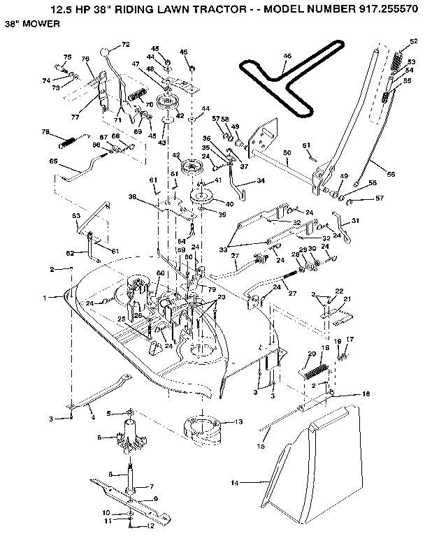 Craftsman 917255570 38" mower diagram