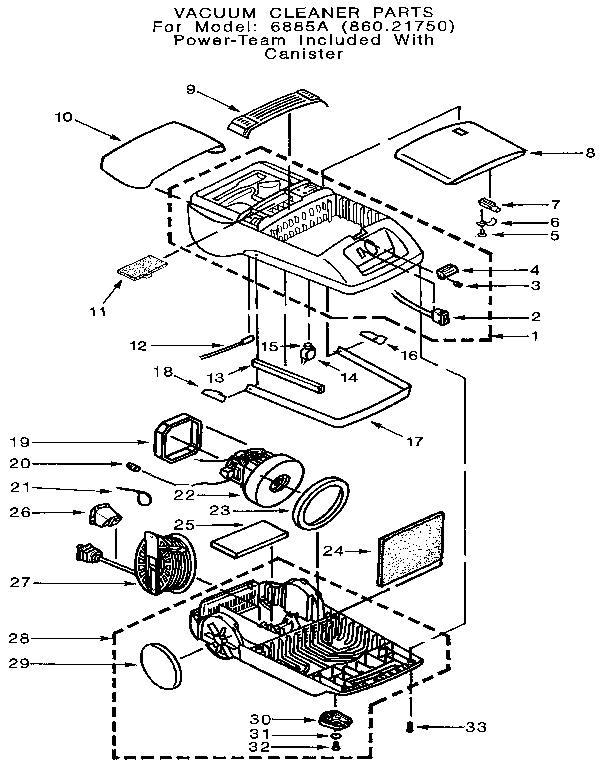 Eureka 6885A unit parts diagram