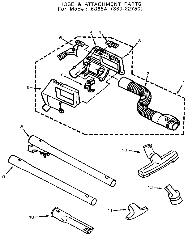 Eureka 6885A attachment parts diagram