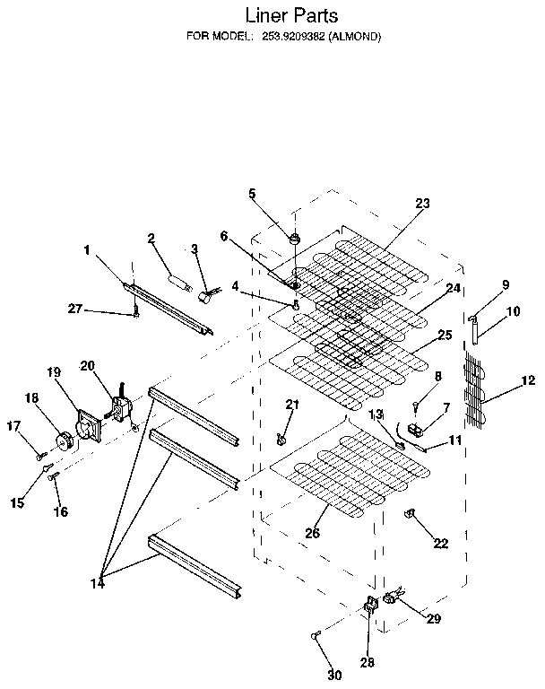 Kenmore 2539209382 liner diagram