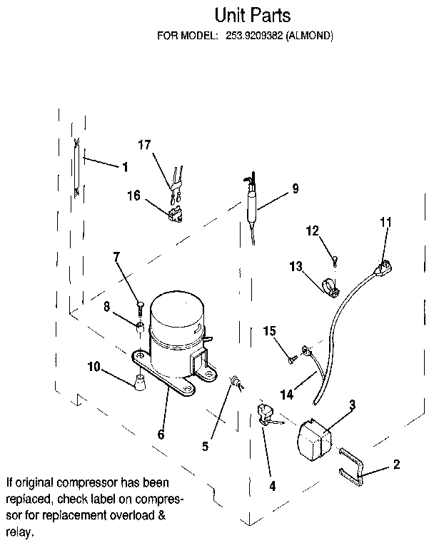 Kenmore 2539209382 unit diagram