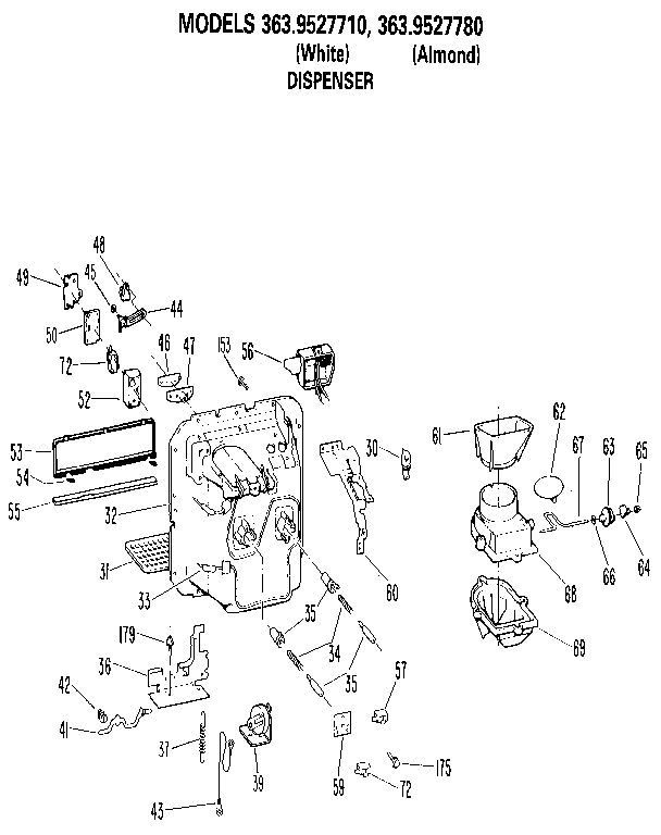 Kenmore 3639527780 dispenser diagram