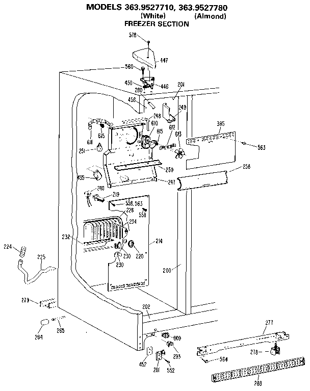 Kenmore 3639527780 freezer section diagram