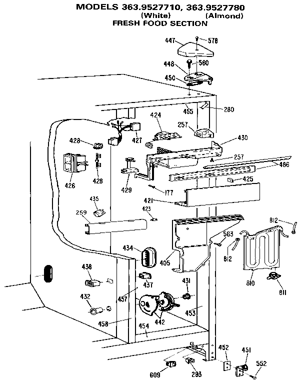 Kenmore 3639527780 fresh food section diagram
