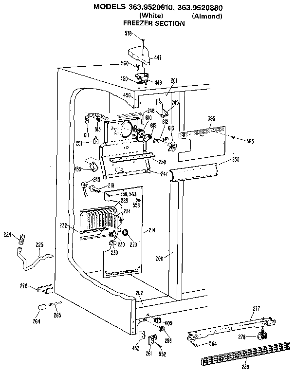 Kenmore 3639520880 freezer section diagram
