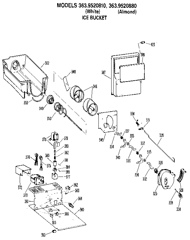 Kenmore 3639520880 ice bucket diagram