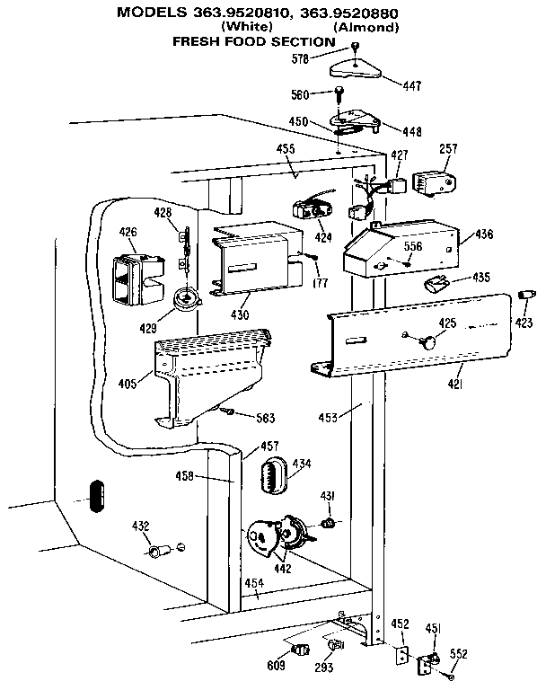 Kenmore 3639520880 fresh food section diagram