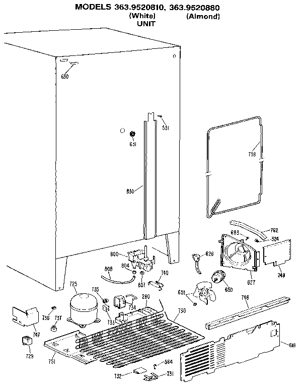 Kenmore 3639520880 unit diagram