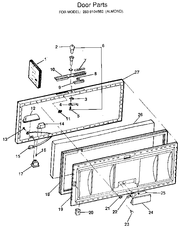 Kenmore 2539104582 door diagram