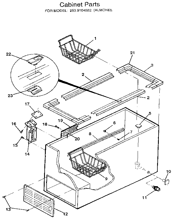 Kenmore 2539104582 cabinet diagram