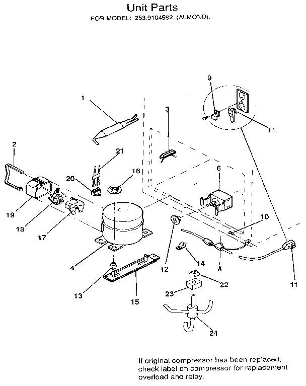 Kenmore 2539104582 unit diagram