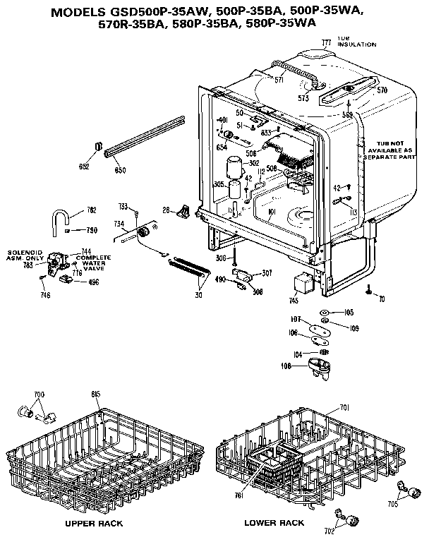 GE GSD570R-35BA tub assembly diagram
