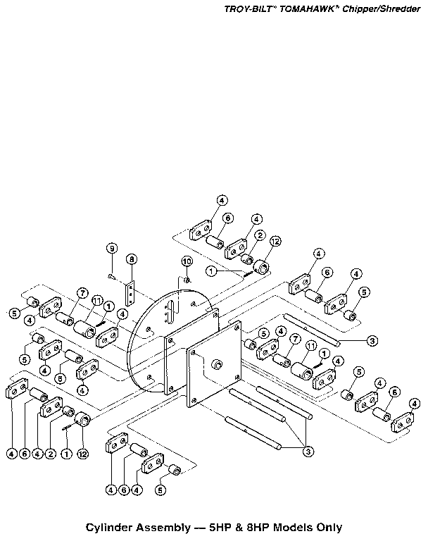 Troybilt TOMAHAWK SERIAL #T5300100 AND UP cylinder assembly - 5hp & 8hp models only drawing six diagram
