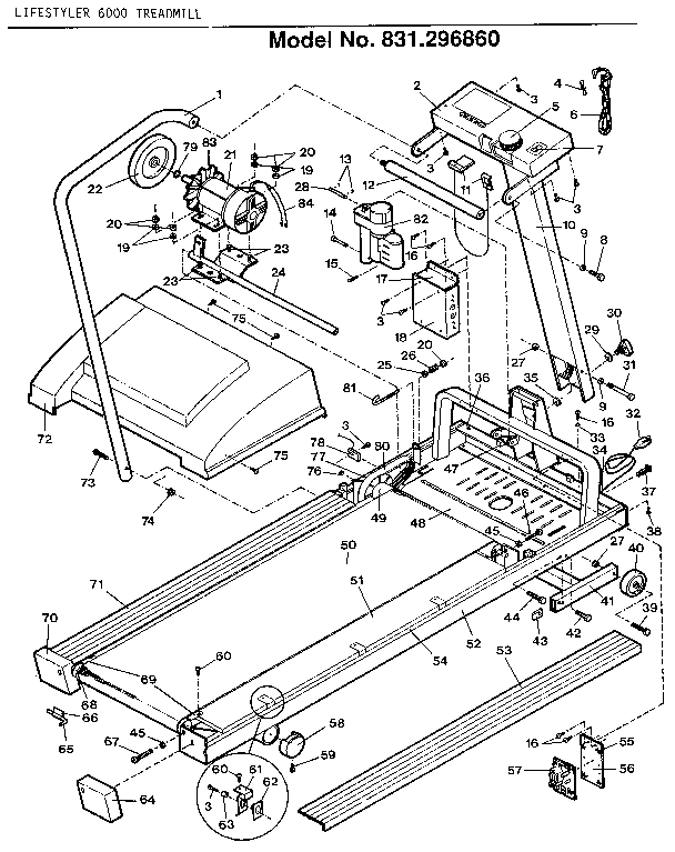 Lifestyler 831296860 lifestyler 6000 treadmill diagram