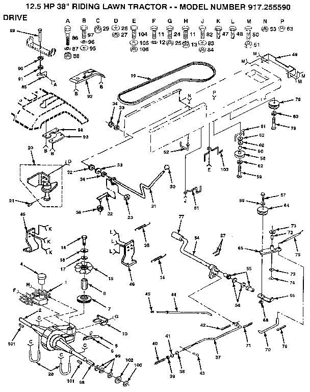 Craftsman 917255590 drive assembly diagram