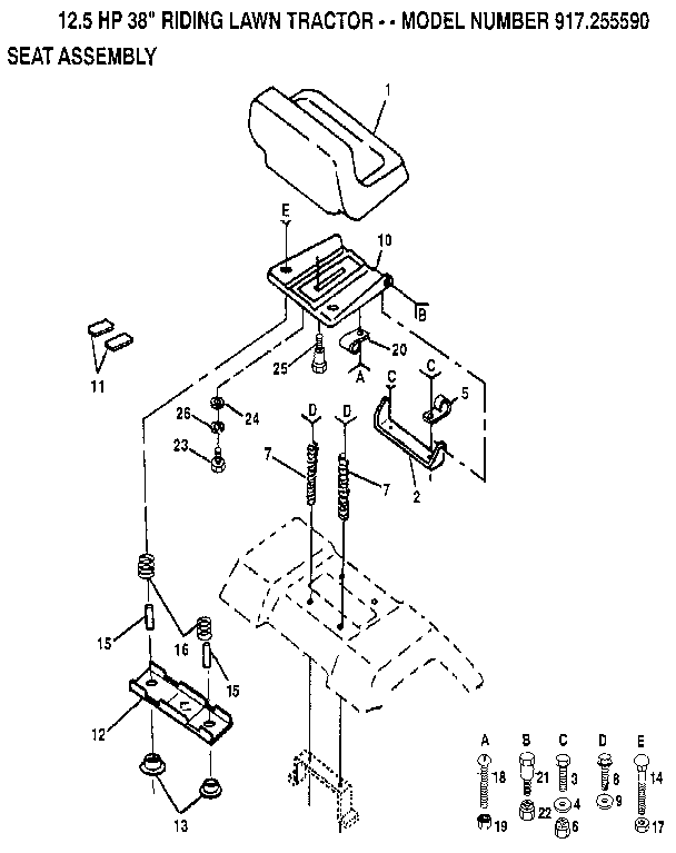 Craftsman 917255590 seat assembly diagram