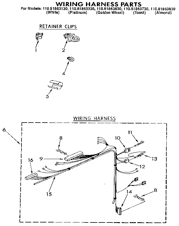 Kenmore 11081863330 wiring harness diagram