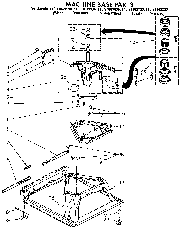 Kenmore 11081863330 machine base diagram