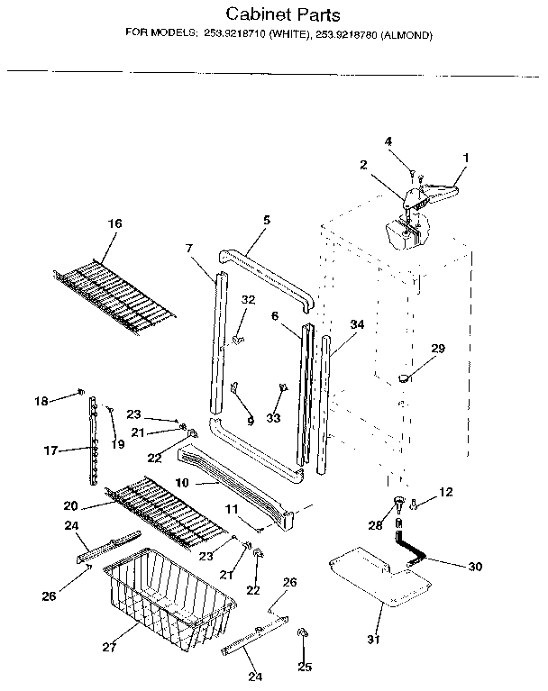 Kenmore 2539218710 cabinet diagram