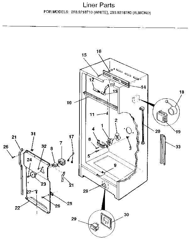 Kenmore 2539218710 liner diagram
