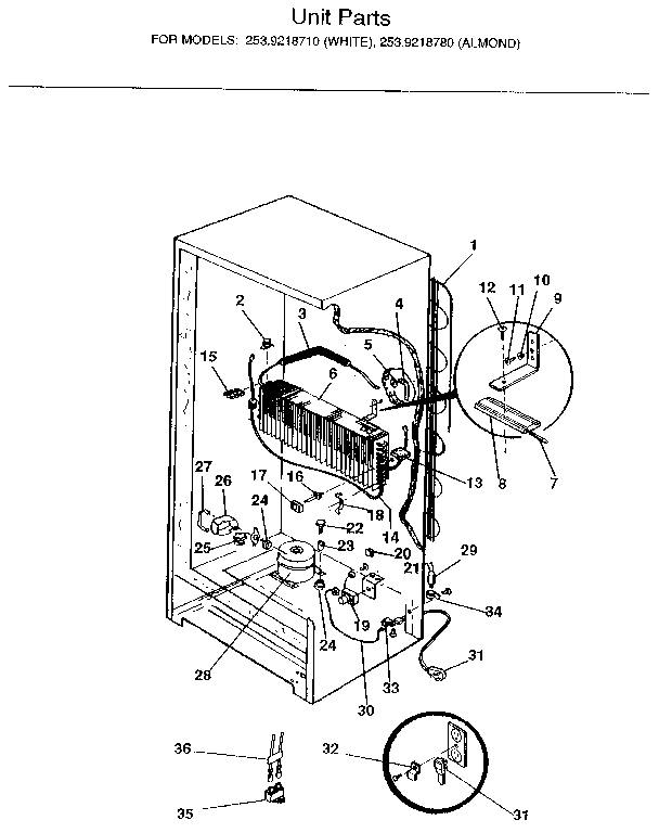 Kenmore 2539218710 unit diagram