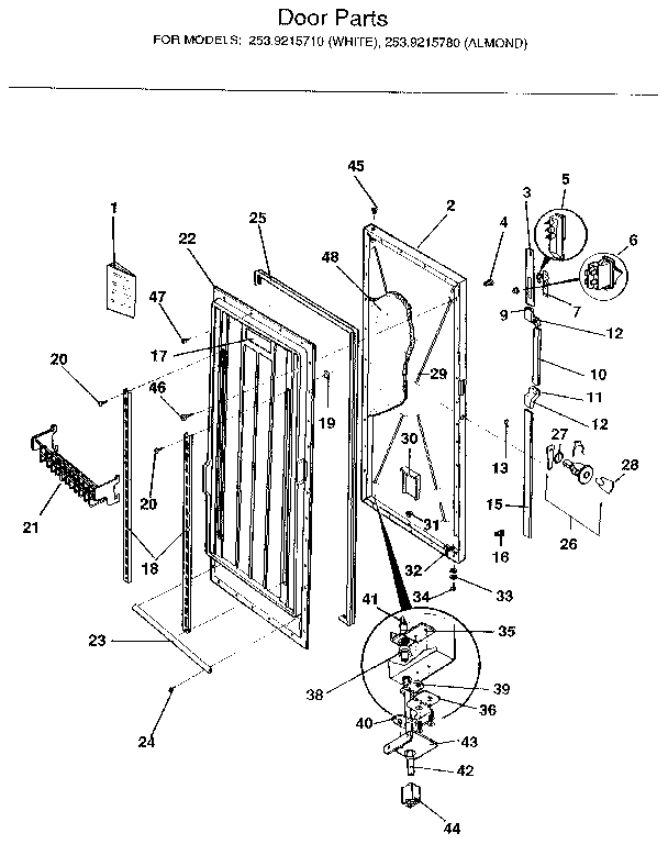 Kenmore 2539215780 door diagram