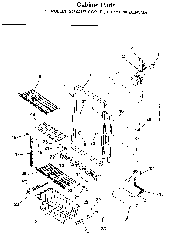 Kenmore 2539215780 cabinet diagram