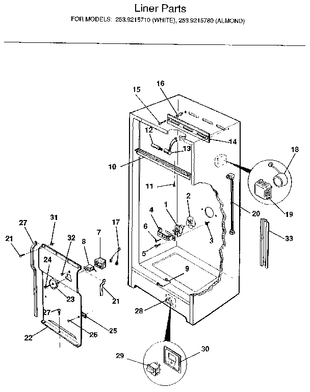 Kenmore 2539215780 liner diagram