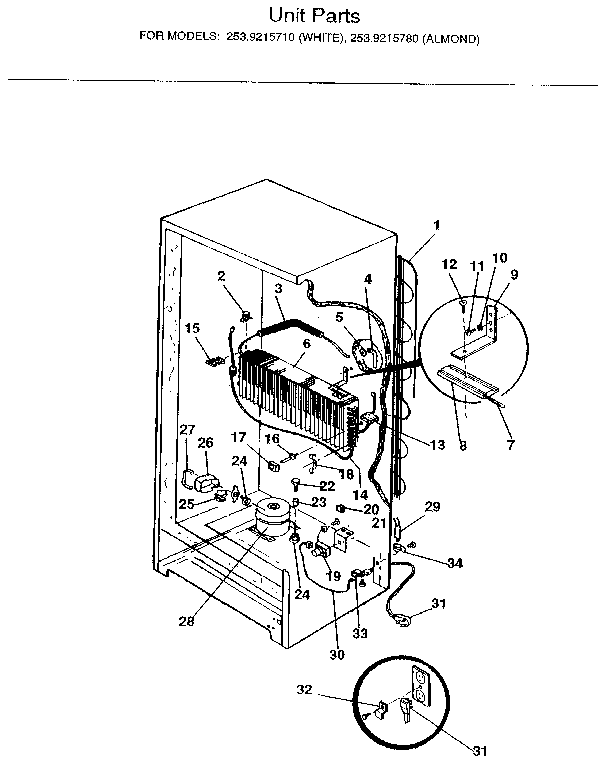 Kenmore 2539215780 unit diagram