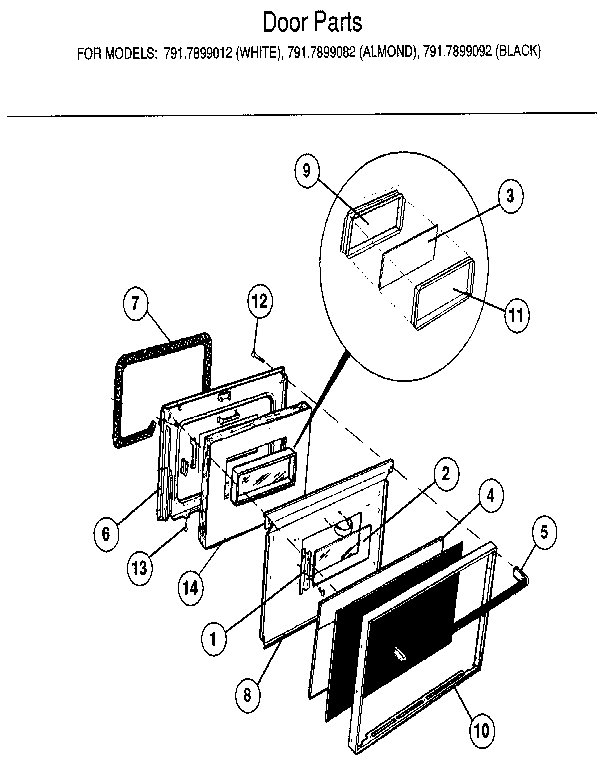 Kenmore 7917899092 door diagram