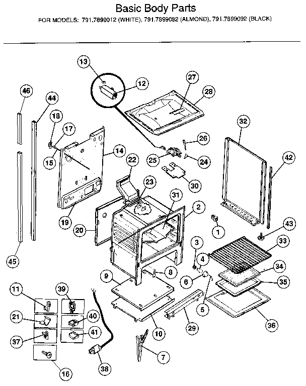 Kenmore 7917899092 basic body diagram