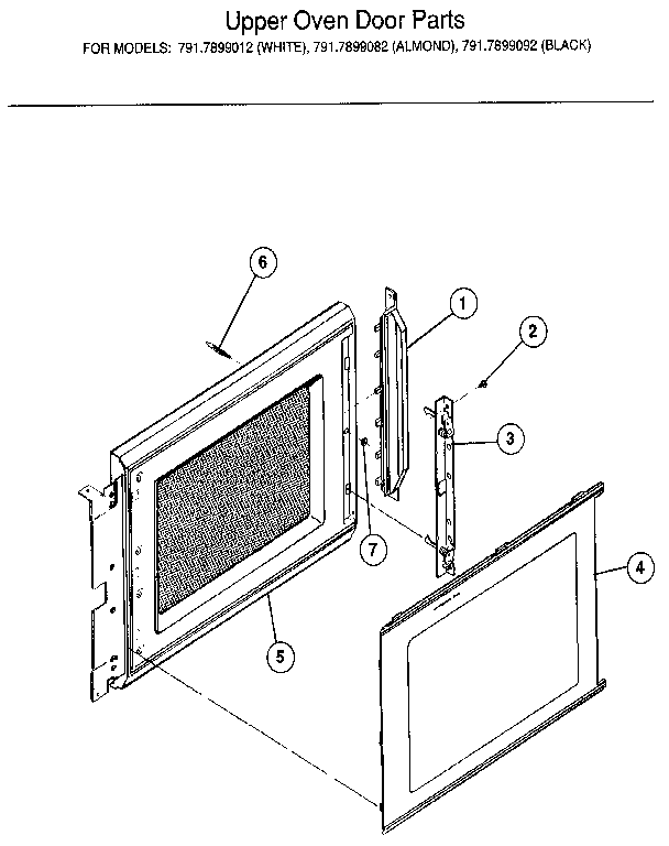 Kenmore 7917899092 upper oven door diagram