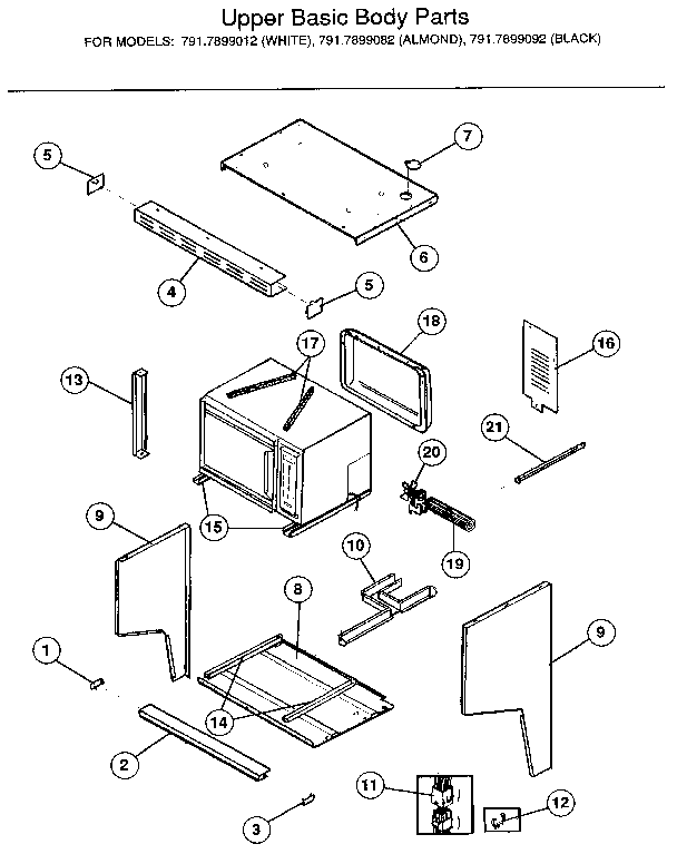 Kenmore 7917899092 upper basic body diagram
