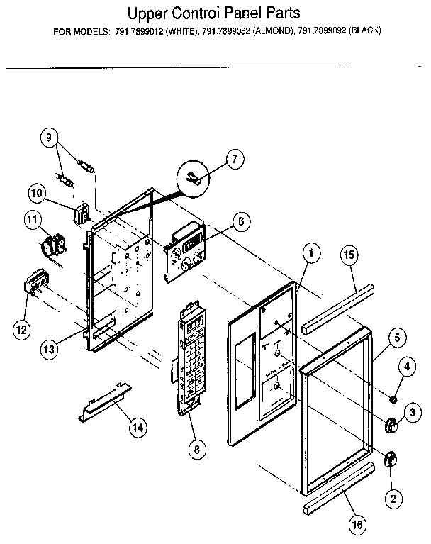 Kenmore 7917899092 upper control panel diagram