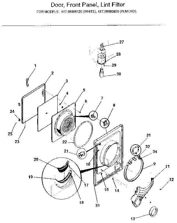 Kenmore 41798988820 door diagram