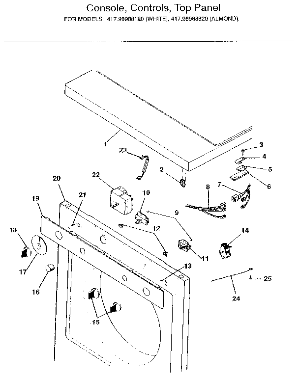 Kenmore 41798988820 control panel diagram