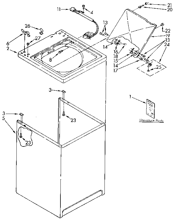 Kenmore 11081862320 top and cabinet diagram