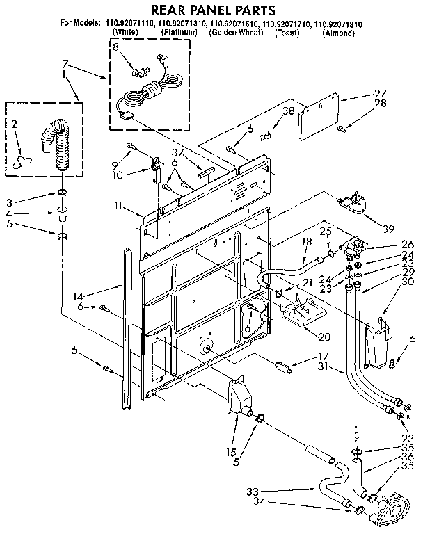 Kenmore 11092071310 rear panel diagram