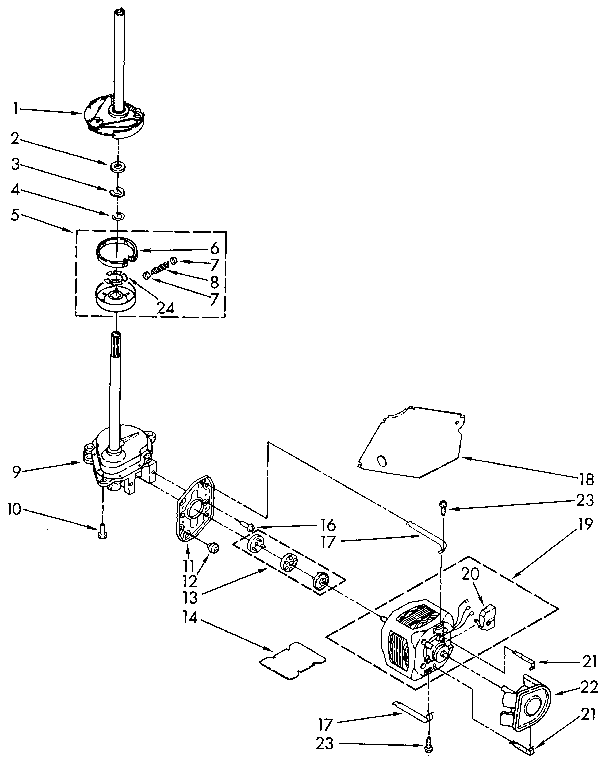 Kenmore 11092071310 brake, clutch, gearcase, motor and pump diagram