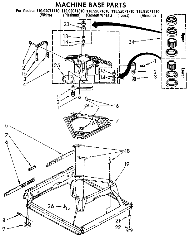 Kenmore 11092071310 machine base diagram