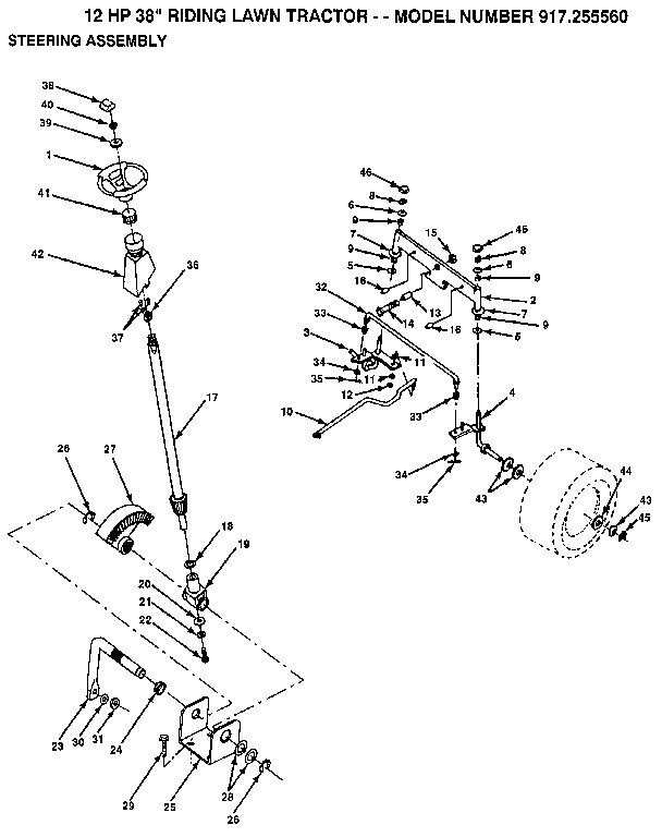 Craftsman 917255560 steering assembly diagram