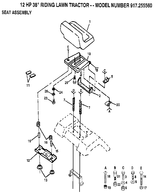 Craftsman 917255560 seat assembly diagram