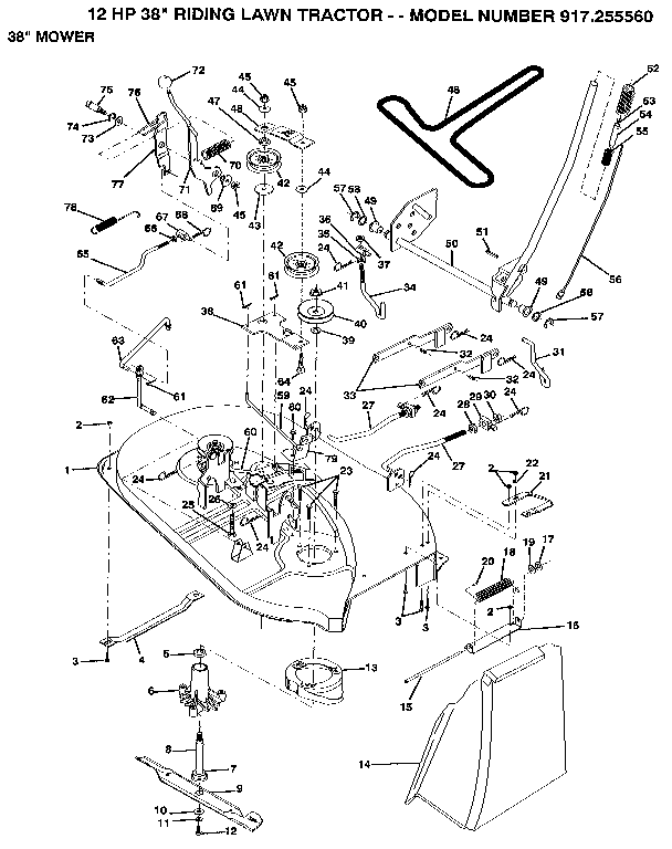 Craftsman 917255560 38" mower diagram