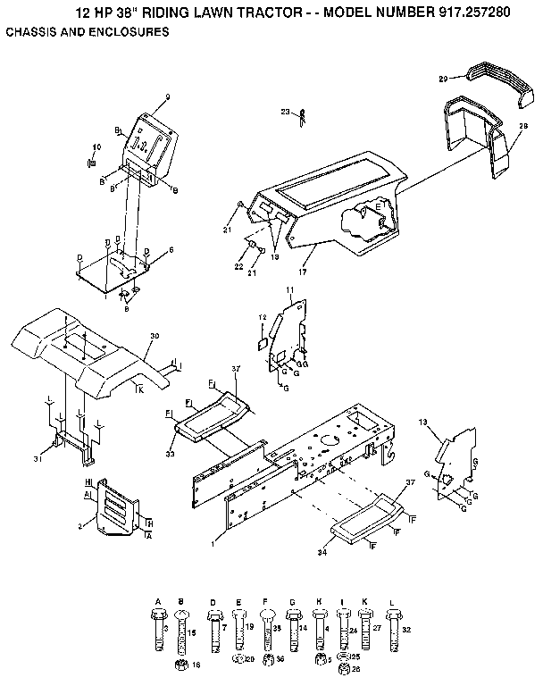 Craftsman 917257280 chassis and enclosures diagram