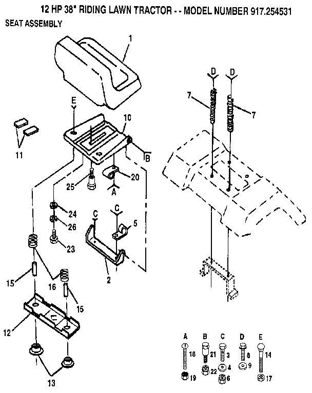 Craftsman 917254531 seat assembly diagram
