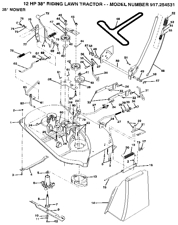 Craftsman 917254531 38" mower diagram