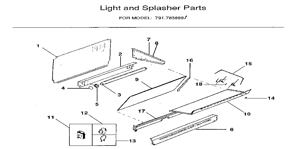 Kenmore 7917838891 light and splasher diagram