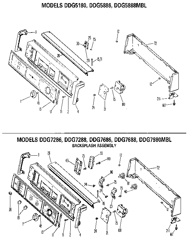 GE DDG5886 backsplash diagram