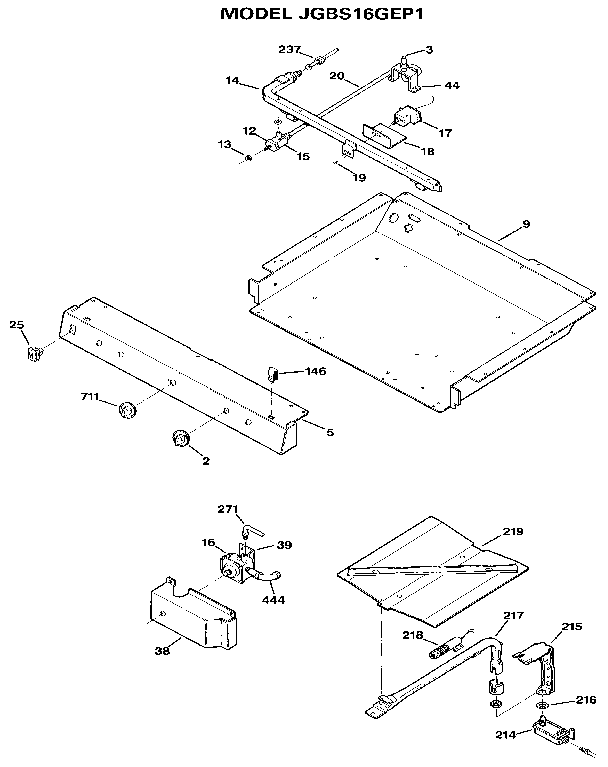 GE JGBS16GEP1 burner assembly diagram